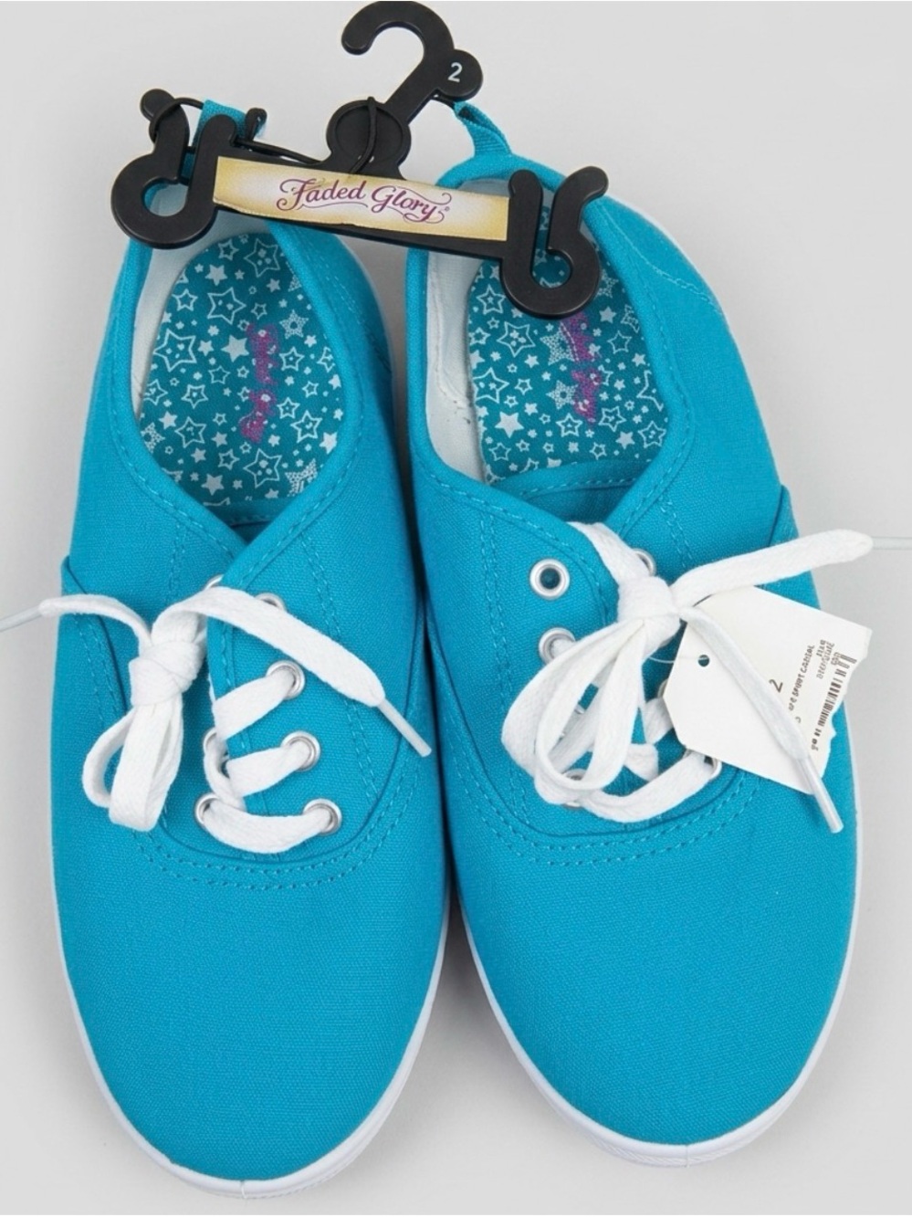 Faded Glory Teal Canvas Lace-Up Sneakers